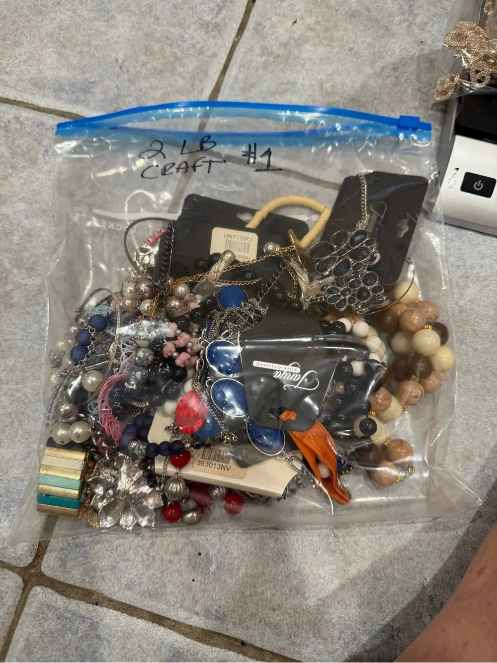2 lb Craft Jewelry Mixed Lot Some wearable Bracelet Earrings Chain
